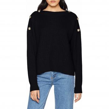 Guess LS RN Giada Swtr, Jersey para Mujer, Negro