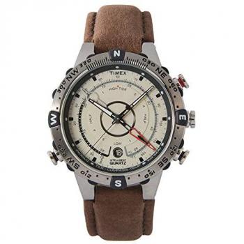Timex Tide/Temp/Compass Analog Quartz Watch for Men, Dark Brown, Date Display, Luminous Hands, Mineral Glass