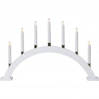 Arco de Velas LED Gillian de Madera Blanca con 7 Lámparas E10, Decoración Navideña, 63 cm