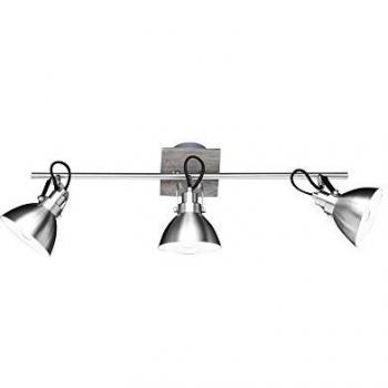 Regleta de Focos Trio Timber Níquel Mate con Base de Madera para 3 Bombillas E14 65cm