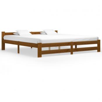 Cama solar de madera maciza de pino marrón miel 200x200 cm