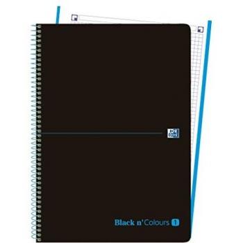 Oxford Black N'Colours - Europeanbook1 espiral, tapa plástico A4+, 5 x 5, color turquesa