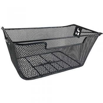 Cesta de bicicleta trasera desmontable negra, 39 x 30 x 17 cm, malla fina