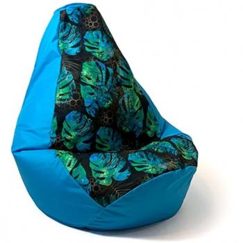 Bolso puff estampado pera azul-monstera 105 x 80 cm