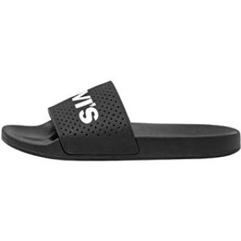 Chanclas Levi's June Perf S - Chancletas Negras Clásicas y Cómodas para Mujer con Logo en Blanco, Talla 36 EU