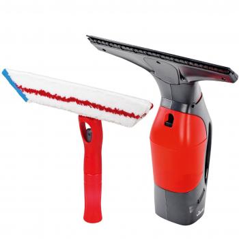 Vileda Windomatic Power Set - Aspirador de ventanas y mopa microfibras con spray, limpiacristales con cuello flexible y pulverizador con mopa, extra potencia, medidas 17.5 x 12 x 32 cm, rojo y negro