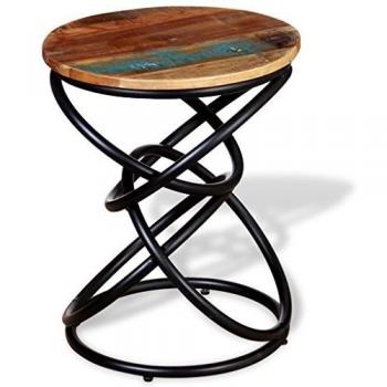 vidaXL Mesa Auxiliar de Madera Reciclada Maciza al Estilo Retro Multicolor