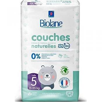 BIOLANE - Pañal ecológico tamaño 5 - Biolane - Talla 5 (11-25 kg) - Piel sensible - Ultraabsorbente