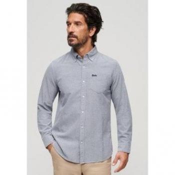 Camisa Oxford azul Superdry para hombre con manga larga de algodón