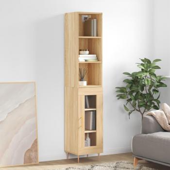 Aparador de madera contrachapada roble Sonoma 34,5x34x180 cm multicapa marrón