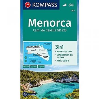 Mapa Excursionista Menorca 1:50.000 con Guía de Actividades y Planos de Ciudad - KOMPASS 243