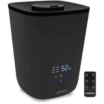 Humidificador ultrasónico de 4,5 litros con esterilizador UV, salida de vapor 360°, adecuado para aceites aromáticos e incluye mando a distancia - Vonroc