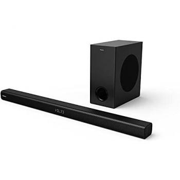 Hisense HS218 - Barra de sonido 2.1 ch, 200W, audio Dolby Digital, Bluetooth, HDMI ARC/Óptico/Aux/USB, 3 modos de sonido