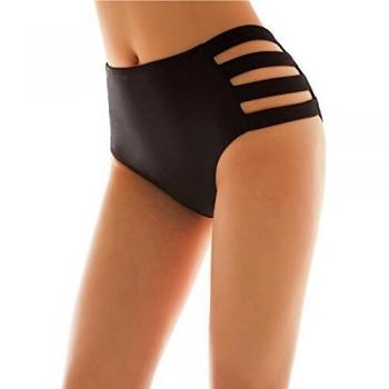 SHEKINI Mujer Negro Braguita Pantalones de Cintura Alta Bikini Braga Ropa Interior Natación Talla Grande S-XXXXL