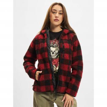 Brandit Ladies Teddy Fleece Jacket Hood - Red/Black - Size XS