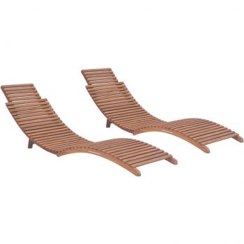 vidaXL Folding Sun Loungers 2 pcs Solid Teak Wood