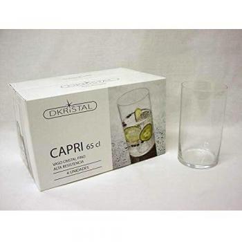 Dkristal Capri Vaso para Combinados, 0.65 L, Cristal, 7.8x7.8x14 cm, 6 Unidades