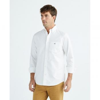 Gant Mens Regular Fit Long Sleeve Oxford Shirt - White - Medium