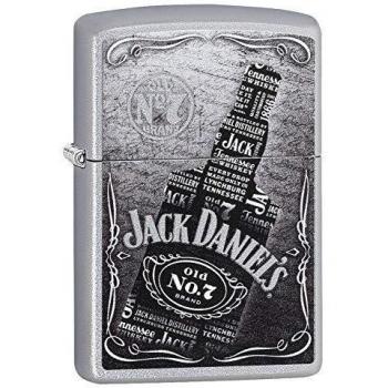 Zippo Mechero Normal con Etiqueta de Jack Daniel’s, Unisex, Jack Daniel'S Bottle, Satin Chrome