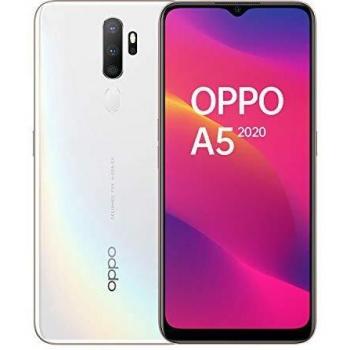 Smartphone OPPO A5, pantalla LCD de 6.5 pulgadas, 4 cámaras, 64 GB de almacenamiento expandible, 3 GB de RAM, batería de 5000 mAh, doble SIM