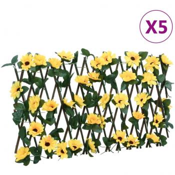 Enrejado expansible de hiedra artificial amarillo 5 uds 180x20 cm