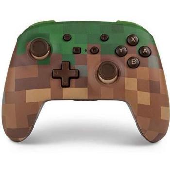 PowerA - Mando inalámbrico mejorado para Nintendo Switch, diseño de césped de Minecraft