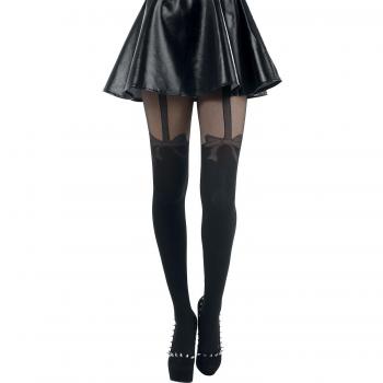 Pamela Mann Net Bow Medias Negro one size, 95% nylon, 5% elastán,