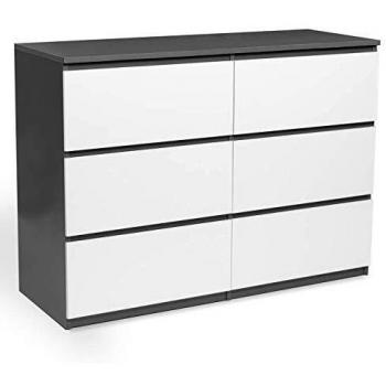 Arcón Tomi 6 Cajones 110 cm Madera Blanco y Gris