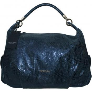 Twin-Set - Bolso al hombro de Piel para mujer azul marino