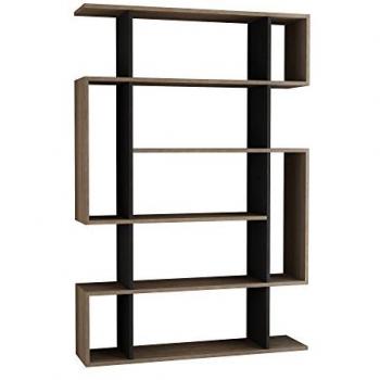 Librería Mito de 5 estantes en antracita y roble, 108,5×161 cm