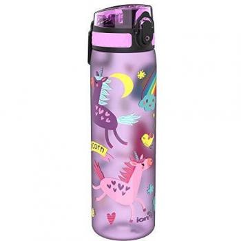 Ion8 Leak Proof Slim Water Bottle, BPA Free, 600ml, Unicorns