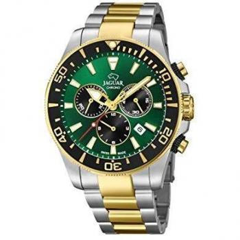 JAGUAR Reloj Modelo J862/3 de la colección Executive, Caja de 43,5 mm Verde con Correa de Acero Bicolor para Caballero