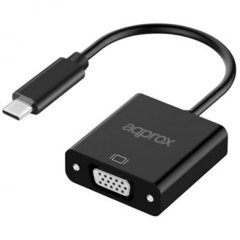 Approx APPC50 Adaptador USB-C a VGA Macho a Hembra 1080P/60Hz 13cm Negro