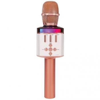 Easy Karaoke Wireless Bluetooth Microphone with Speaker and Lights - Rose Gold