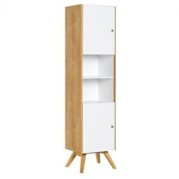 Vitrina Calicosy 2 Puertas con Estante Central 207,5 cm - Blanco y Naturaleza