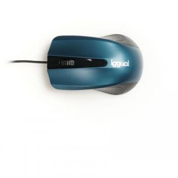 Iggual IGG317549 Com-Ergonomic-RL Ratón Ambidextro Óptico USB tipo A 800 DPI Azul