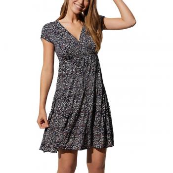 Vestido de playa corto de manga corta con estampado floral