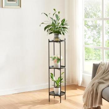 Soporte para Plantas Tuusula de 3 Niveles en Metal Negro - Estantería Organizador de Macetas 94 x Ø 25 cm