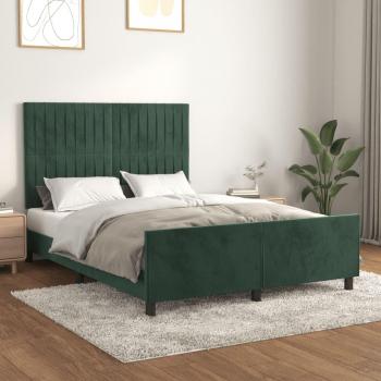 Cama con cabecero de terciopelo verde oscuro 140x200 cm Vidaxl