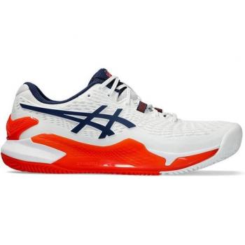 Asics Gel-Resolution 9 Clay Zapatilla de Tenis Hombres - Blanco, Azul Marino