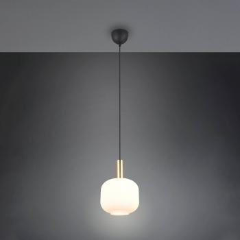 Lámpara colgante Diva, 1 luz, color latón, opal, metal y cristal