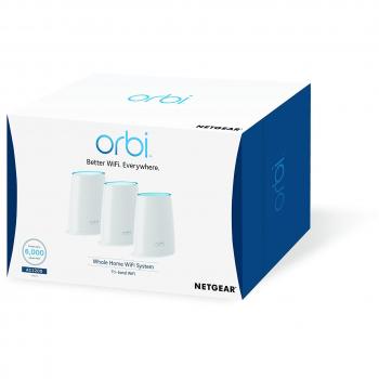 Netgear Orbi RBK43-100PES - Sistema WiFi de red Mesh, kit de un router compacto y dos satélites