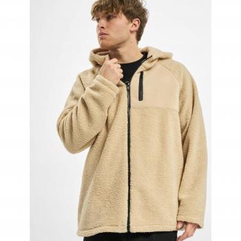 Urban Classics Sherpa Hooded Zip Jacket in Darksand 5XL