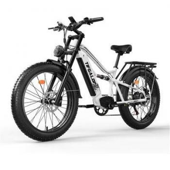 Bicicleta Eléctrica Tifgalop ES7 de 26 Pulgadas, Neumáticos Anchos, 750W, 52V, 19Ah, Blanca y Patinete Eléctrico Joyor S