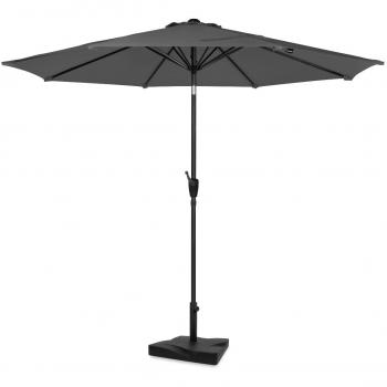 Sombrilla Premium Recanati Ø300cm - Inclinable - Duradera - Lona resistente a los rayos UV - Gris - Incluye base de hormigón 20 kg