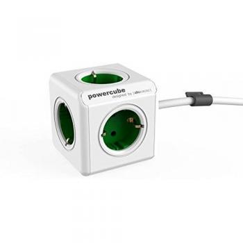 Regleta Cubo de Potencia Extended PowerCube Allocacoc con 5 Tomas, Blanco/Verde