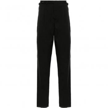 Emporio Armani Men's Black Textured Wool Straight Trousers, Size 54 (2XL)