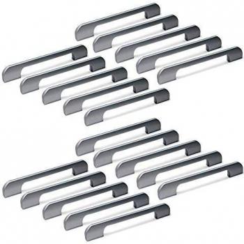 Emuca 9163262 Tirador para Mueble, Anodizado Mate, 256mm, Set de 20 Piezas