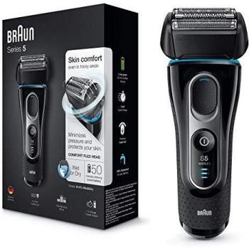 Braun Series 5 5147 s -  Afeitadora eléctrica hombre, Afeitadora Barba, en Húmedo y Seco, Recortadora de Precisión Extraíble, Recargable e Inalámbrica, Negro/Azul/Cromo