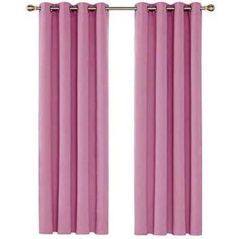 Deconovo Cortinas de Salón Moderno Habitacion Opacas Aislantes Termicas Estilo Moderno Opacas con Ojetes 140 x 220 cm Rosa